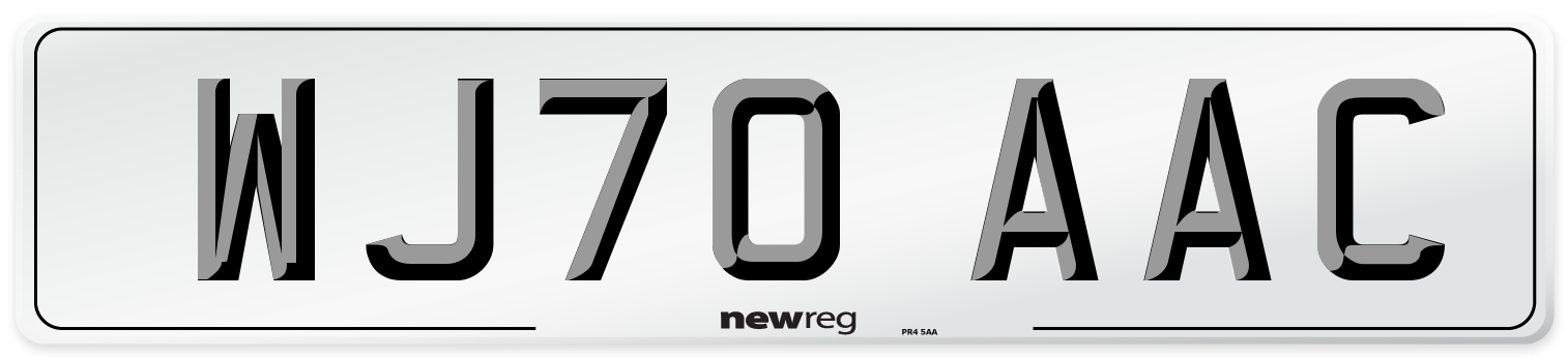 WJ70 AAC Number Plate from New Reg